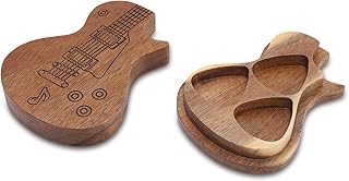 Guitar Pick Case, Wooden Guitar Plectrum Case Box Guitar Pick Storage Plectrum Container, Guitar Standard Picks Case Organizer Gift for Guitarists Guitar Bass