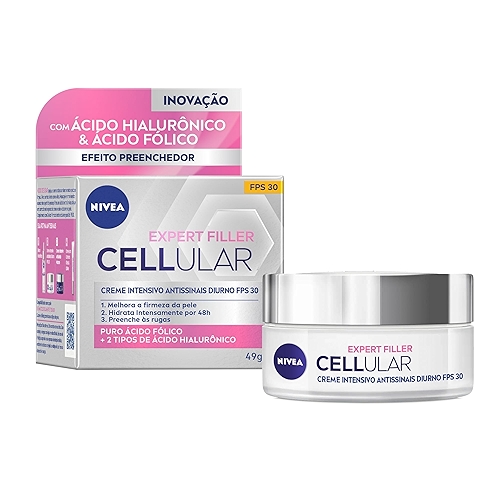 NIVEA Creme Facial Antissinais Cellular Filler Dia FPS 30 49g - Combate sinais de cansaço, reduz rugas e linhas de expressão promovendo firmeza e elasticidade na pele NIVEA Creme Facial Antissinais Cellular Filler Dia FPS 30 49g - Combate sinais de cansaço, reduz rugas e linhas de expressão promovendo firmeza e elasticidade na pele