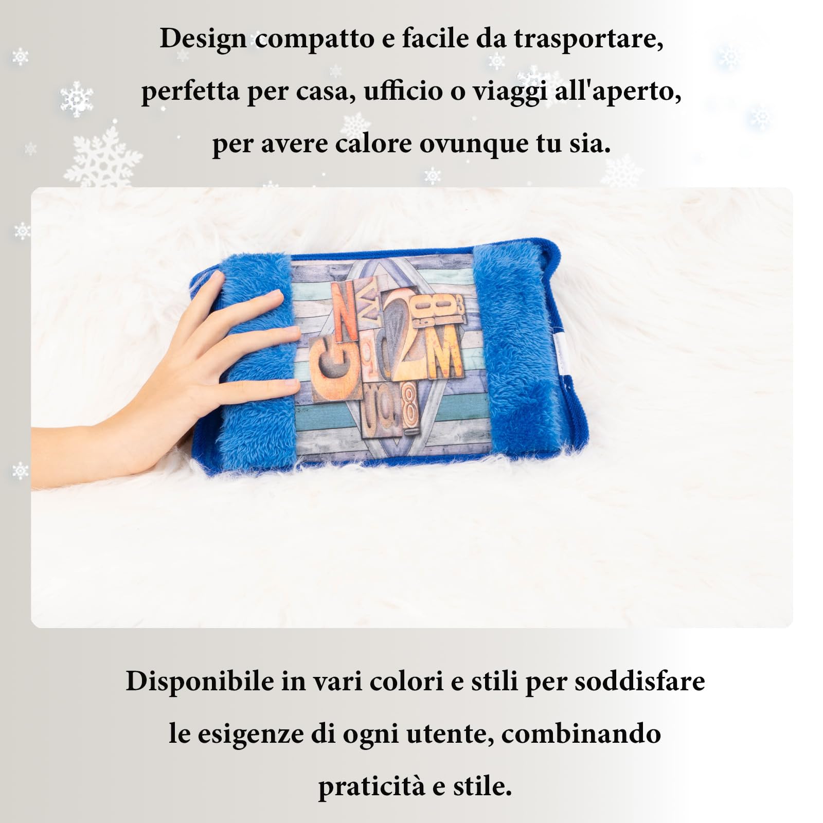 LEIVESTE - Bolsa de agua caliente eléctrica con bolsillo suave de felpa, calentador eléctrico para calentar manos, cama y abdomen (azul)
