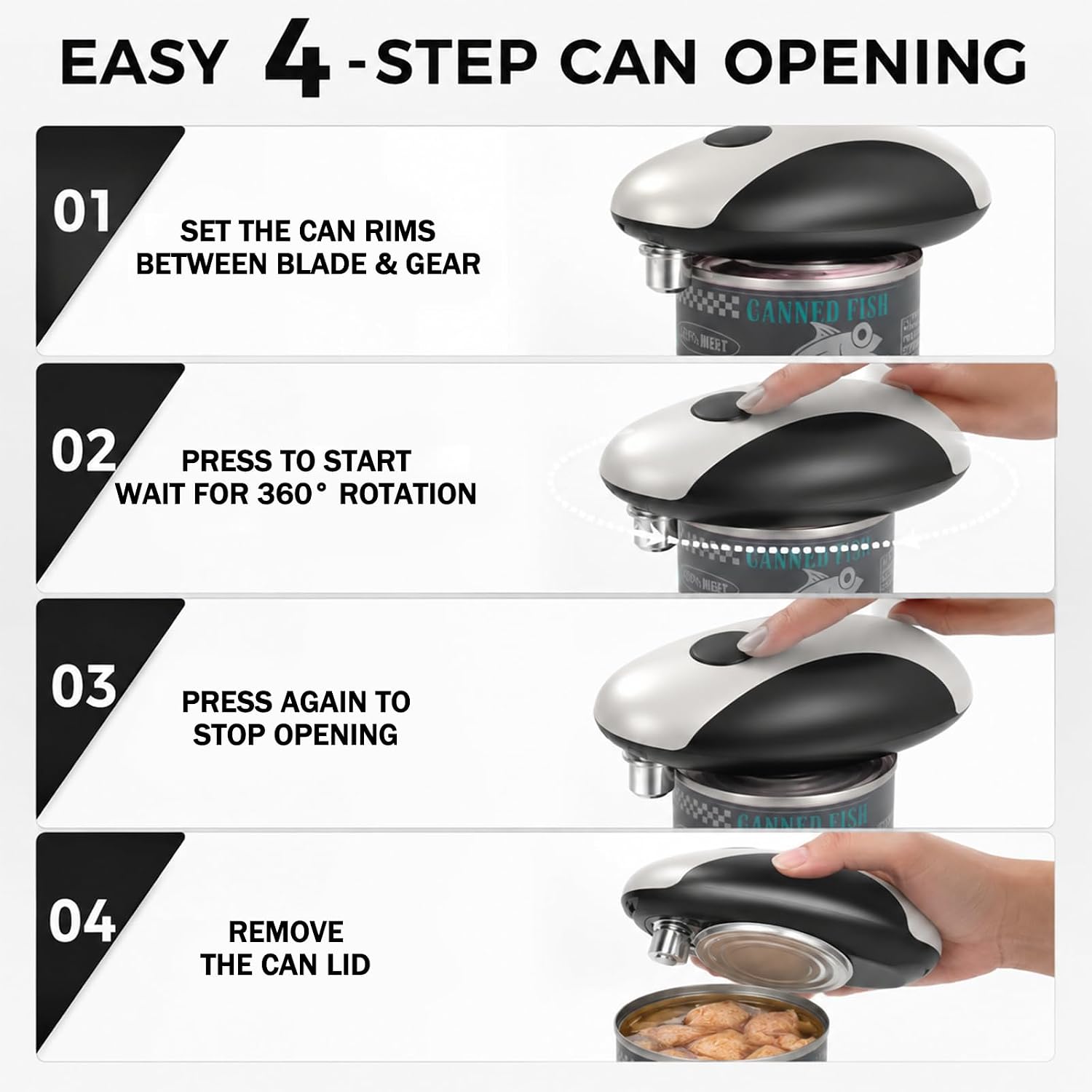 Automatic Electric Can Opener Kit with Bottle Opener and Jar Opener
