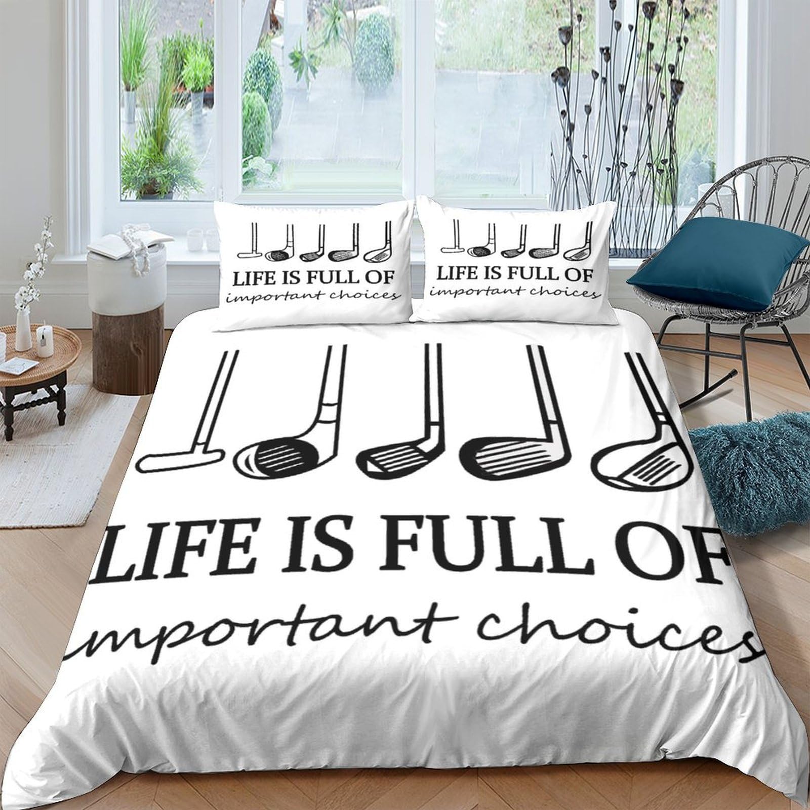 Linge de lit golf 3D noir et blanc durable haut de gamme King