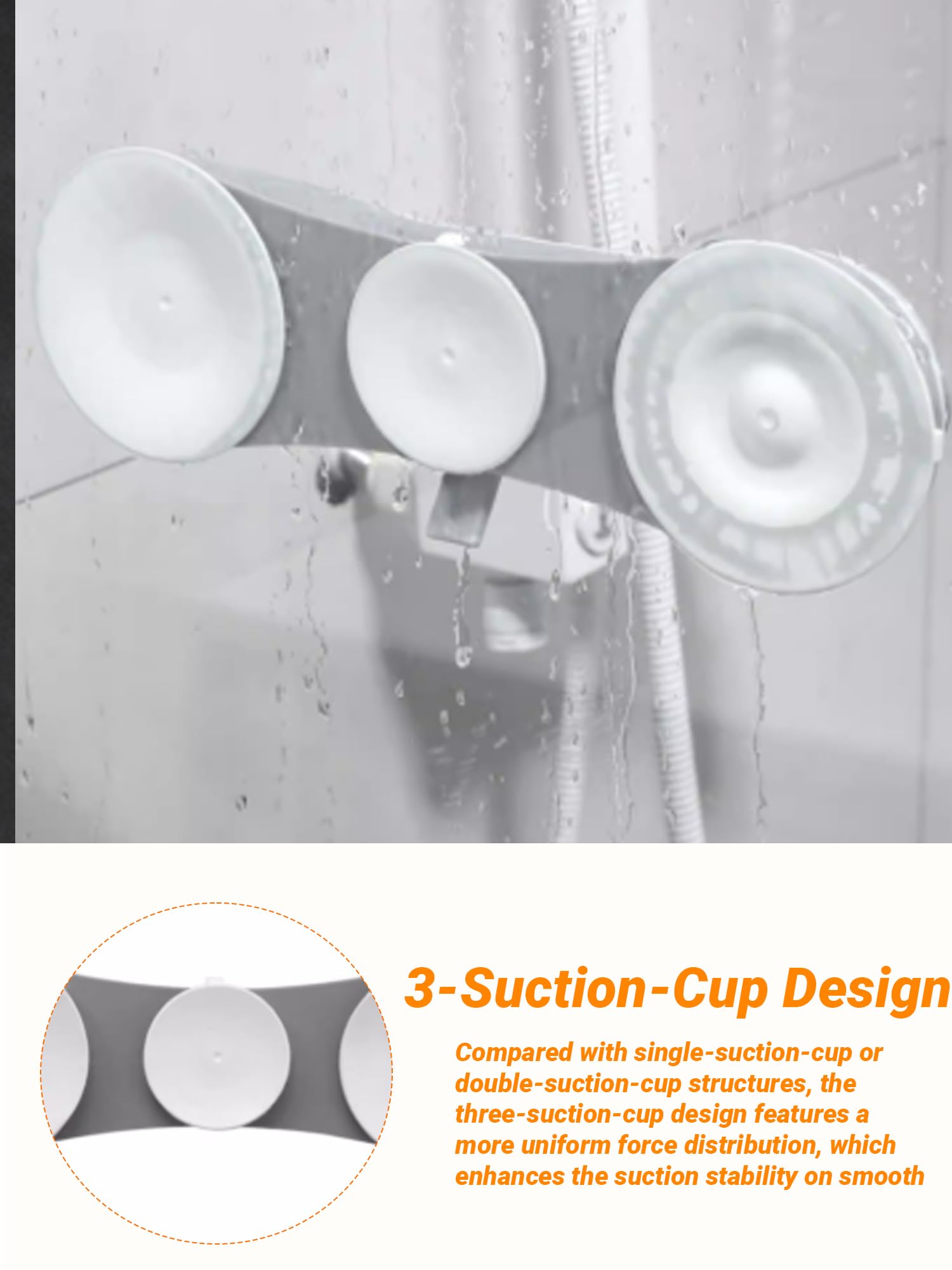 Lot de 2 barres d'appui à ventouse robustes, 3 ventouses, sans perçage, mains courantes de sécurité amovibles pour personnes âgées, handicapées, étanches pour salle de bain, douche, baignoire