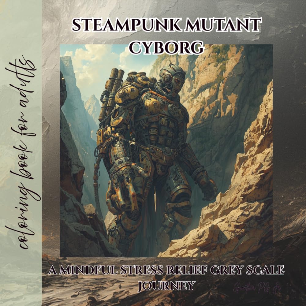 coloring book for adults steampunk mutant cyborg: a mindful stress relief grey scale journey