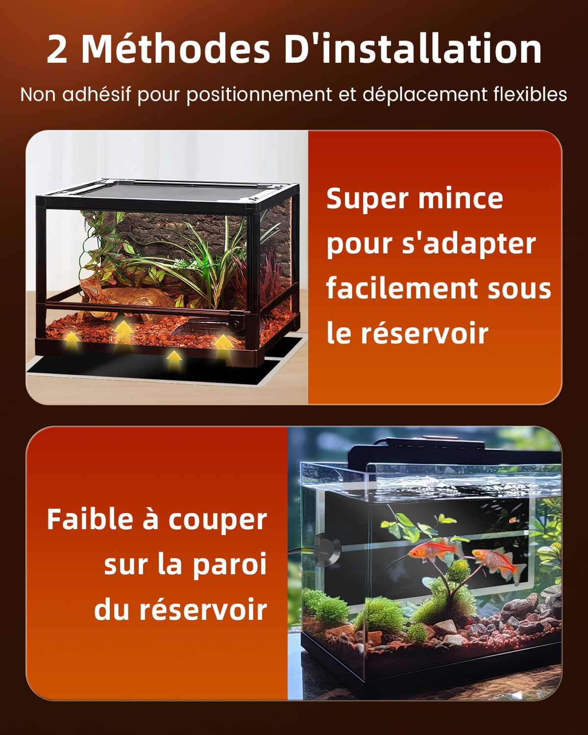 Glowup 7W Reptile Vivarium Tapis de Chauffage, Animaux de Compagnie Coussin de Chauffage avec Réglage de la Température, Amphibien Réservoir Chauffage pour Les Reptiles, Tortues, Serpents, Lézard(2X)