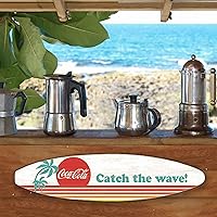Vista 5 de Coca-Cola Catch the Wave - Decoración de pared de madera para tabla de surf - Arte de pared grande de Coca-Cola de playa