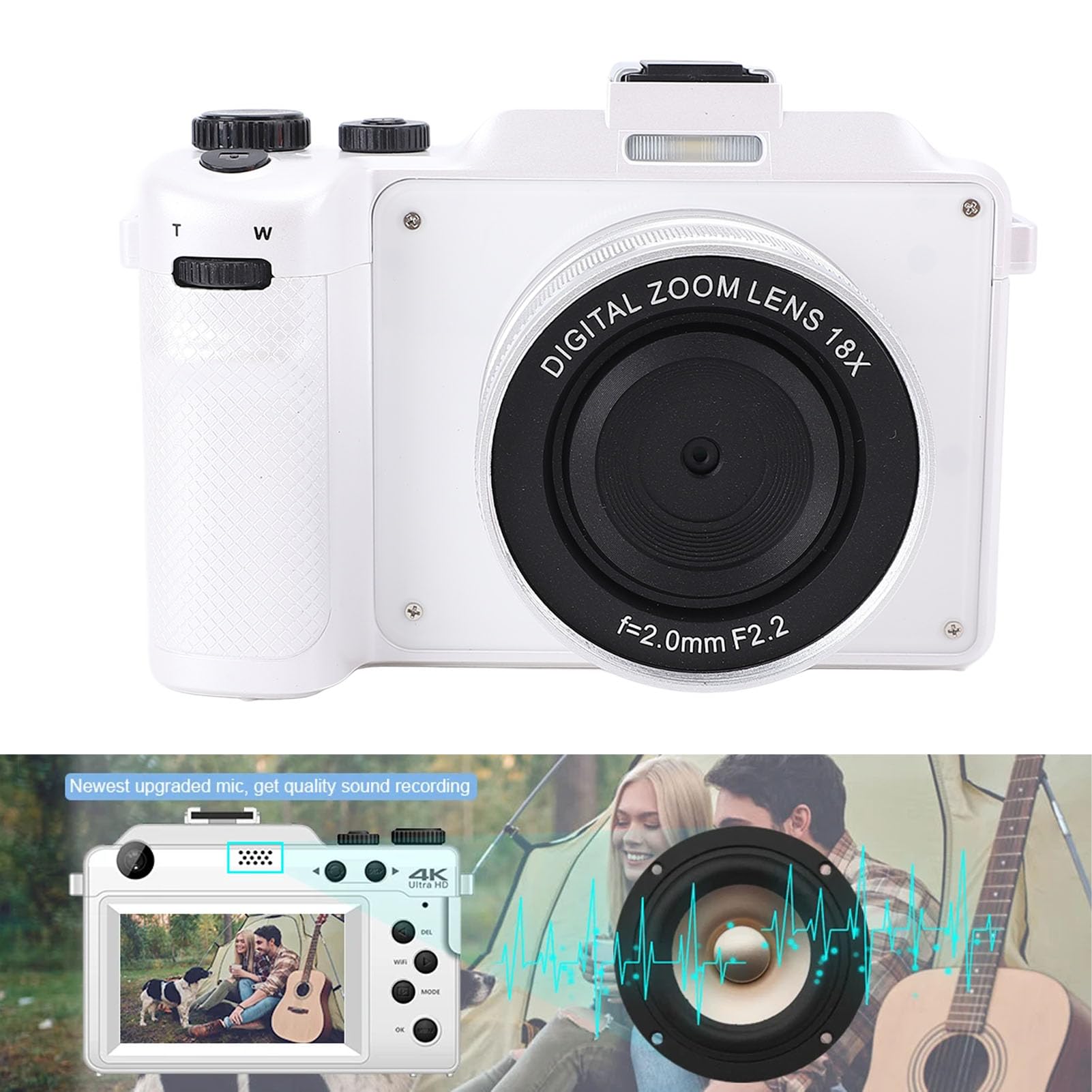 Aparat Cyfrowy 64 MP 4K, Bezprzewodowy, 3,0-calowy, Podwójny Obiektyw i Aparaty Fotograficzne do Fotografowania z funkcją Automatycznego Ustawiania Ostrości i funkcją zapobiegającą
