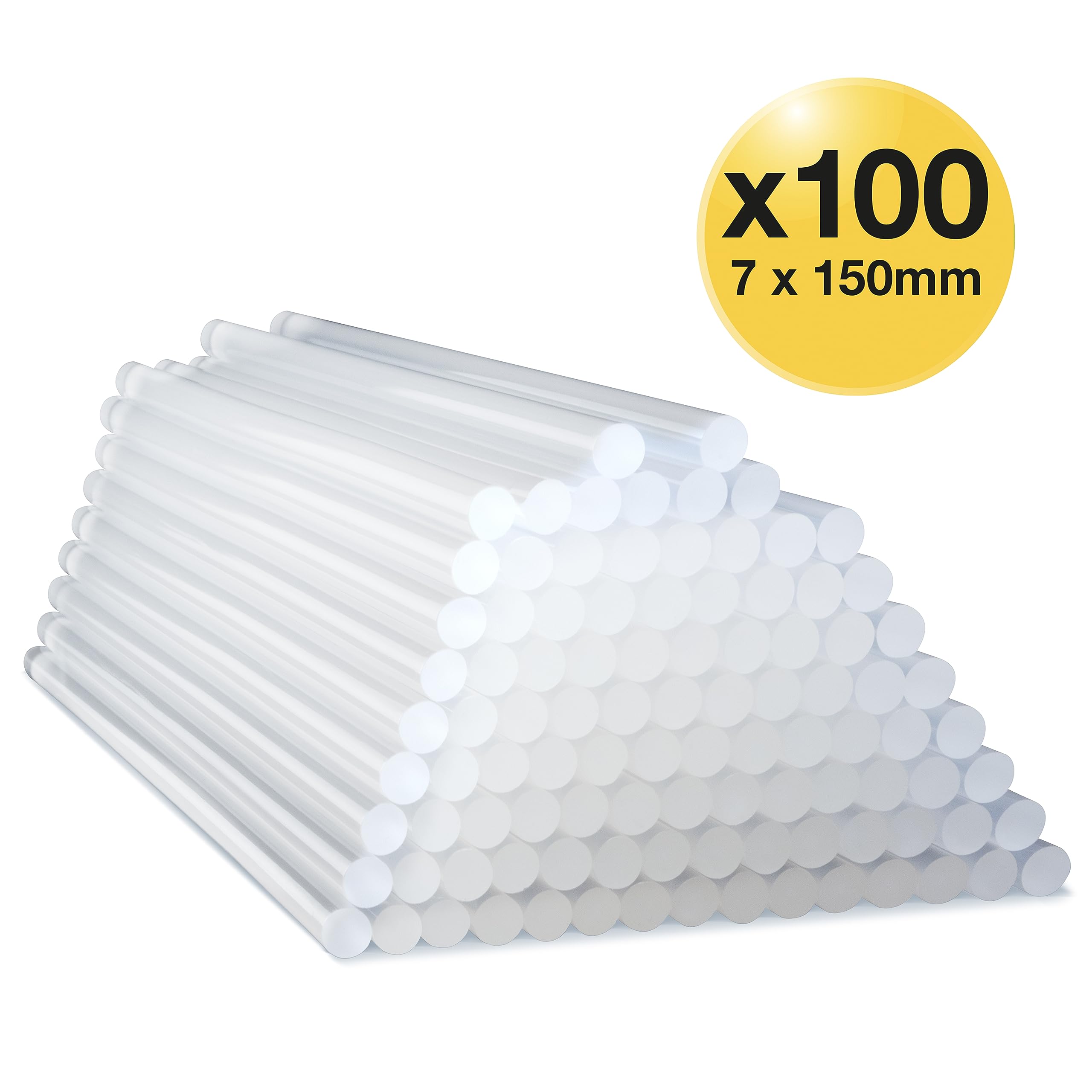 Tacwise 1562 Bastoncini di Colla a Caldo Extra Lunghi, 7 mm x 150 mm, Confezione da 100, Trasparenti