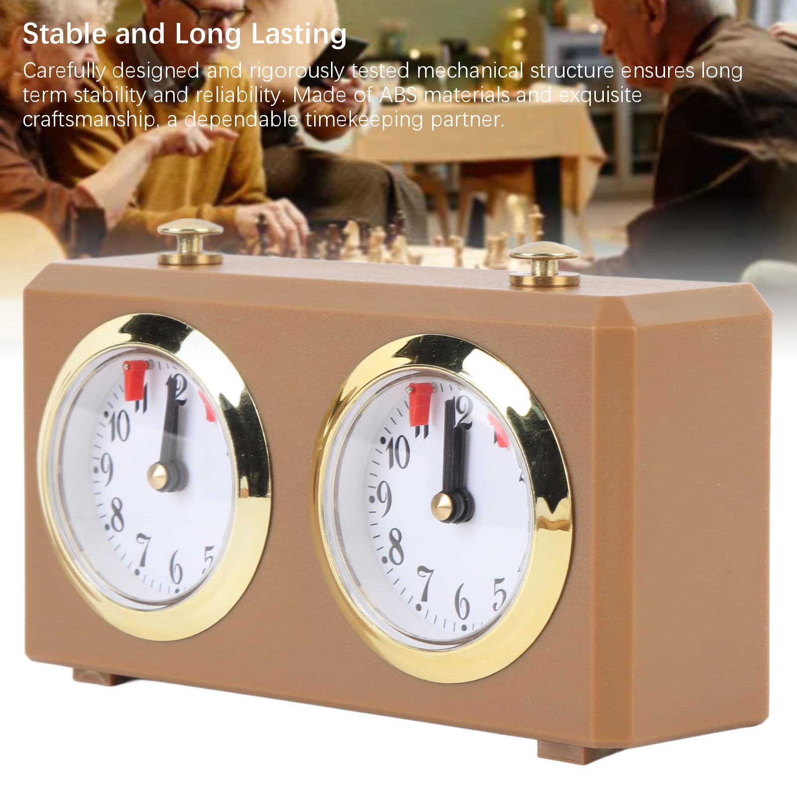 RiToEasysports Orologio da Scacchi, Classico Timer di Scacchi Meccanici Analogici di Wintage Up con Quadranti Adatti per Weiqi (Tan)