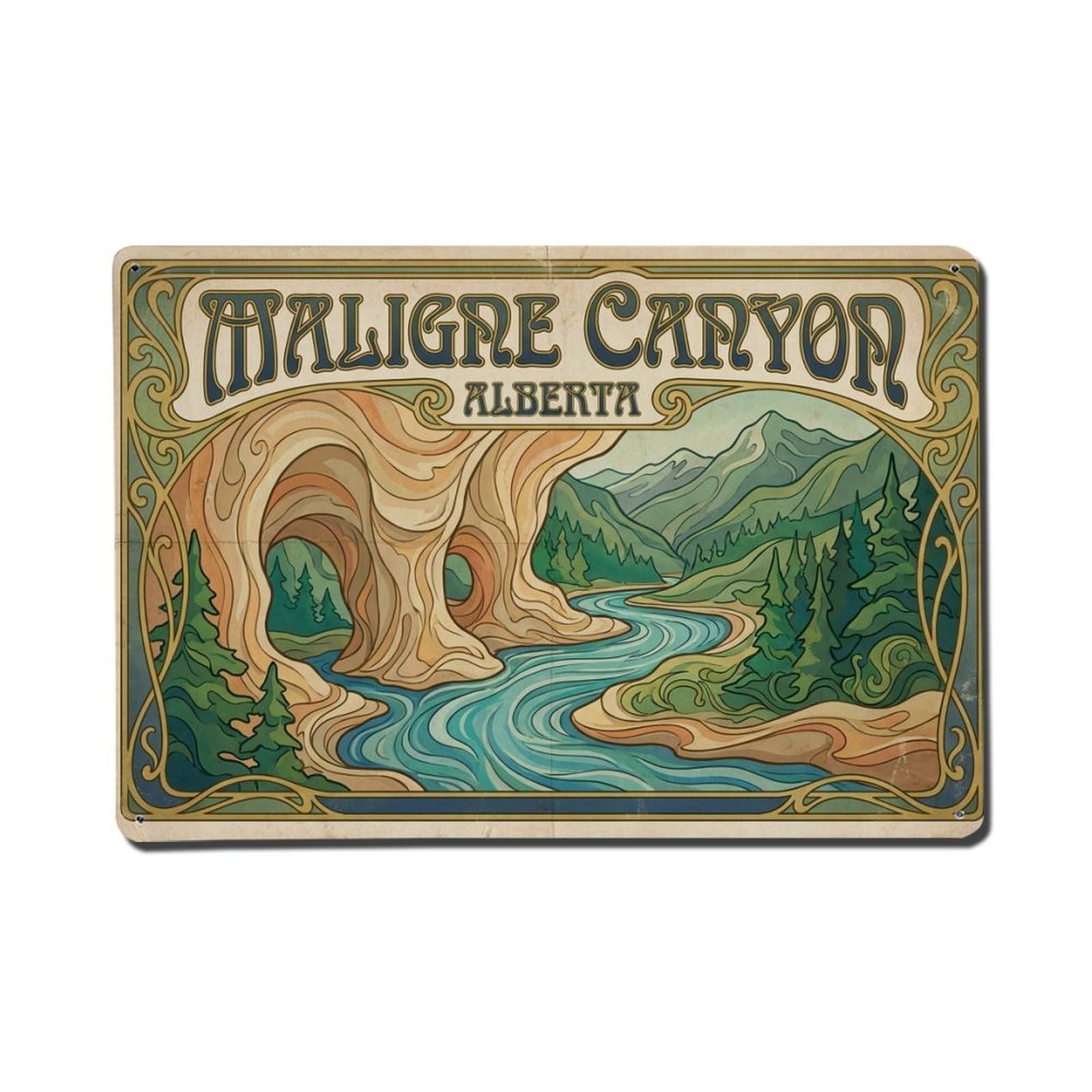Cxhjca 8X12inch(20X30cm) Retro Travel Canada Maligne Canyon Metal Tin Sign