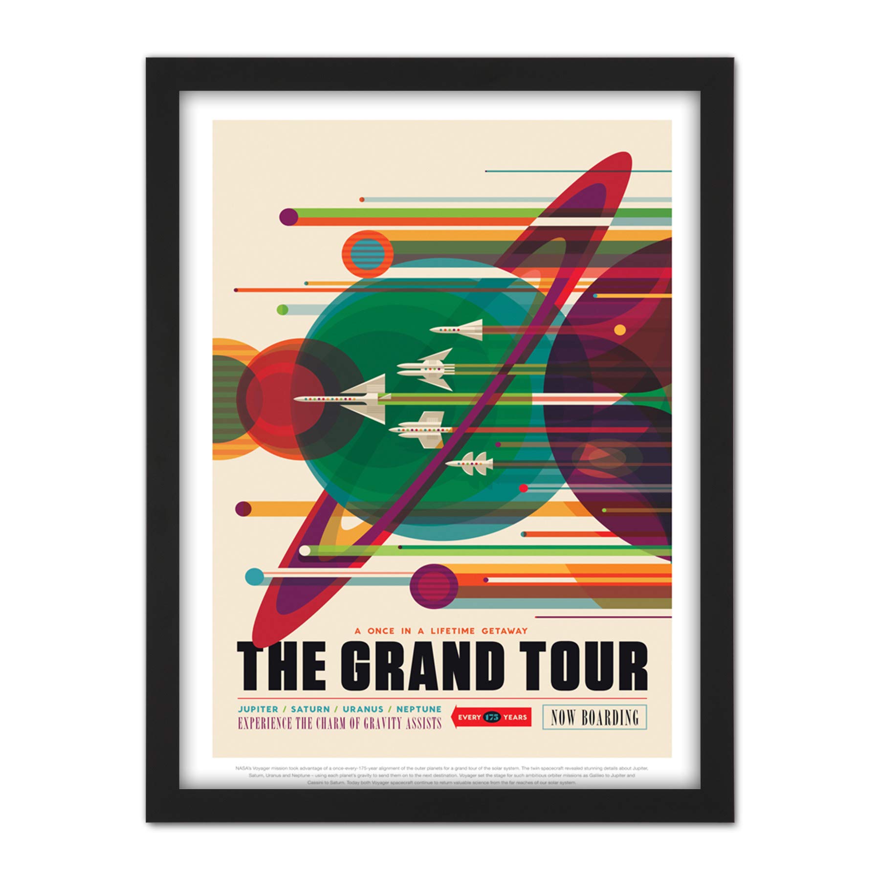 The Grand Tour NASA Space Tours Travel Artwork Framed Wall Art Print 18X24 Inch