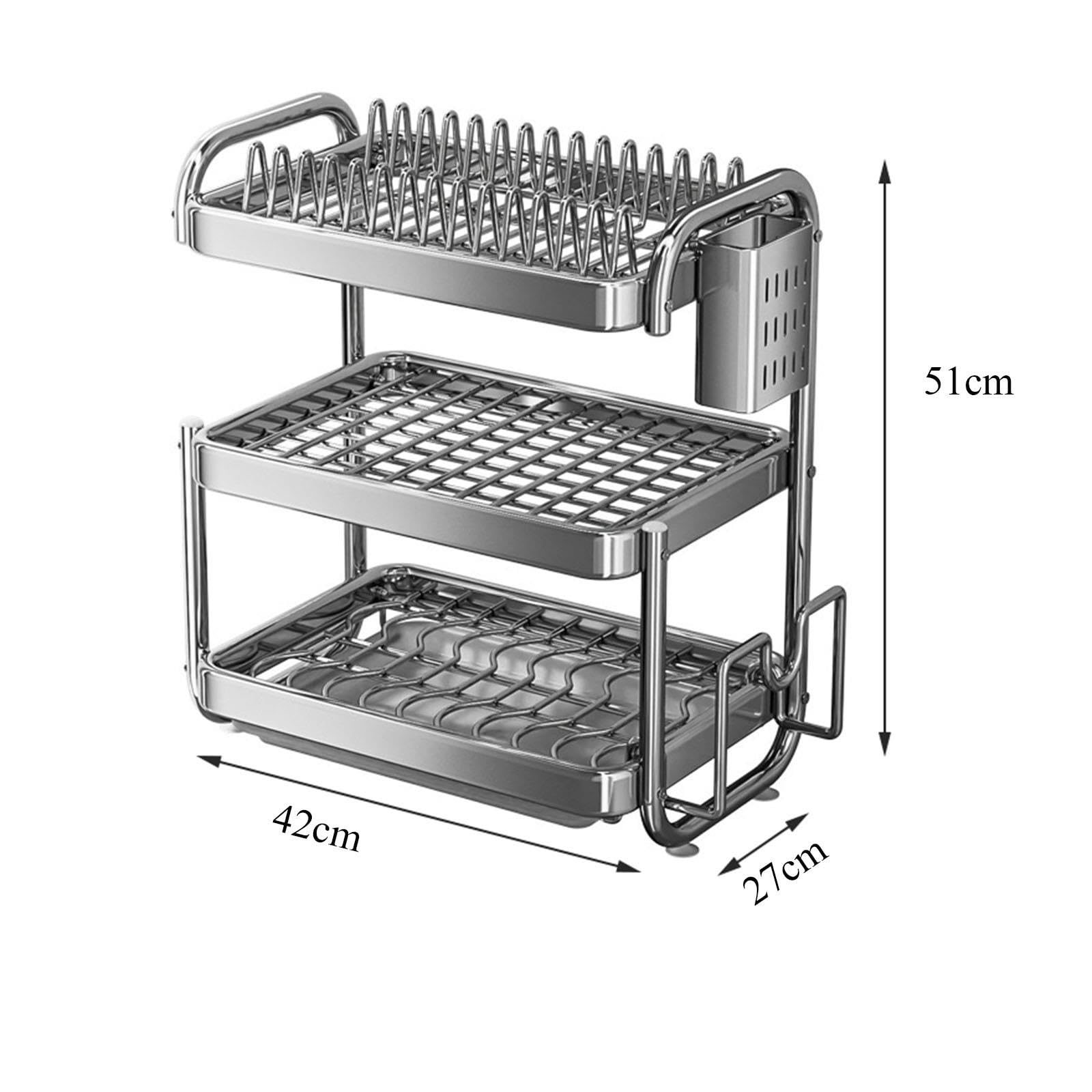 Escurridor multifuncional de acero inoxidable para cocina, resistente a la corrosión, diseño que ahorra espacio, sostiene platos, utensilios, vasos, fácil de limpiar, construcción duradera