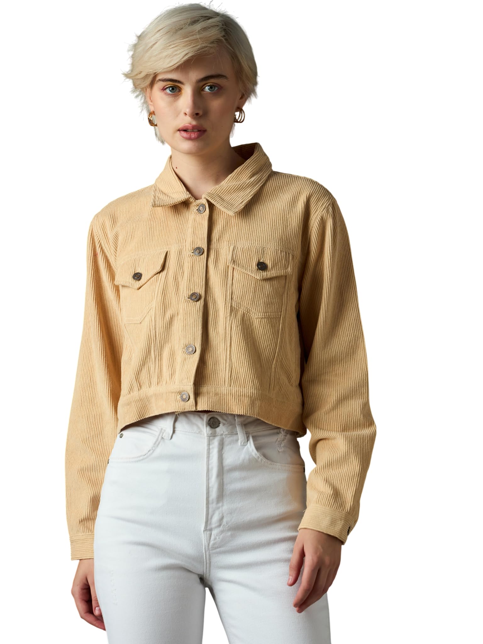 sassafras Women Corduroy Boxy Crop Jacket-picture-45
