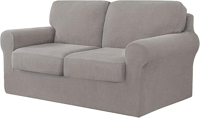 Sofa Cover Stretch Sofa Slipcover 2 Seater with 2 Backrest and 2 Seat Cushion Covers Separate Furniture Protector Loveseat Cover 145-178cm 5 PCS (Taupe)