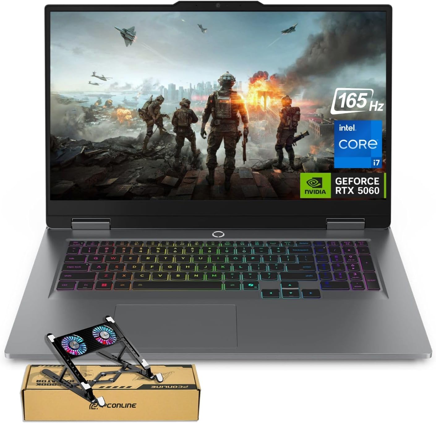 Lenovo LOQ 17.3 RTX 5060 AI Gaming Laptop, 17.3 FHD 165Hz, Intel i7-13650HX (Beats Intel i9-12900), NVIDIA RTX 5060, 32GB DDR5 RAM, 1TB SSD, RGB Backlit KB, RJ-45, Bundle with PCO Laptop Cooler