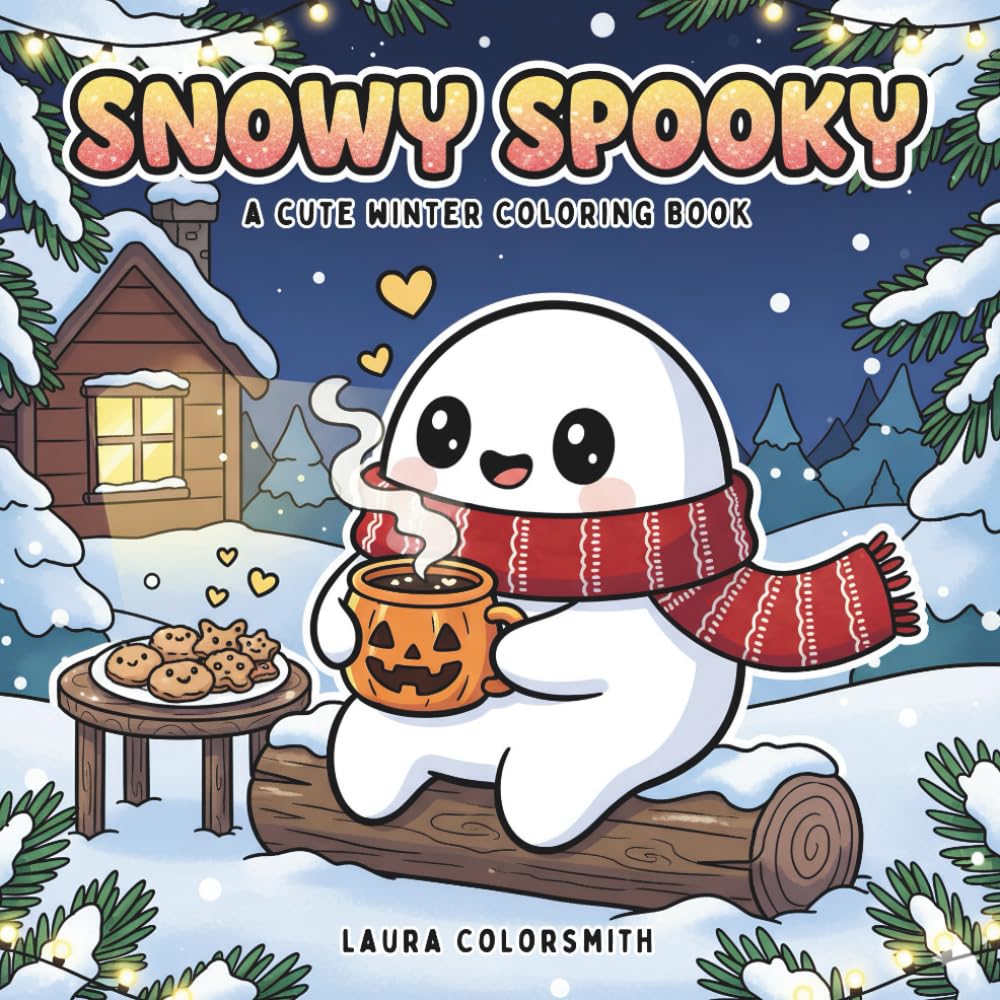 Snowy Spooky - A Cute Winter Coloring Book: Bold and Easy Creepy-Cute Winter Designs for Kids, Teens, and Adults – Fun Coloring Pages of Ghosts, Cats, and Snowy Adventures! (Coloring Book For Winter)