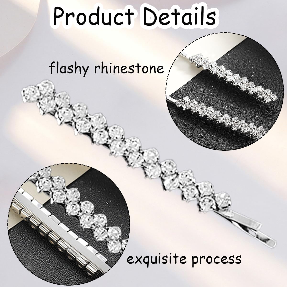 10 PCS Rhinestone Bobby Pins Single Row Slim Diamante Metal Hair Clips Bling Crystal Hair Pin Decorations for Brides Women Girls All kinds of hair (10 - Image 3