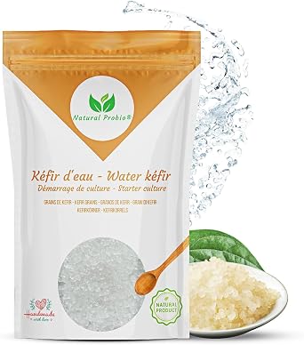 Natural Probio  Water Kefir - Growing Starter Kit - Fruit Kefir Grains + Full Instructions, Recipe and Tips + Ebook Access, Recipes Library 10g Dehydrated / 60g Rehydrated