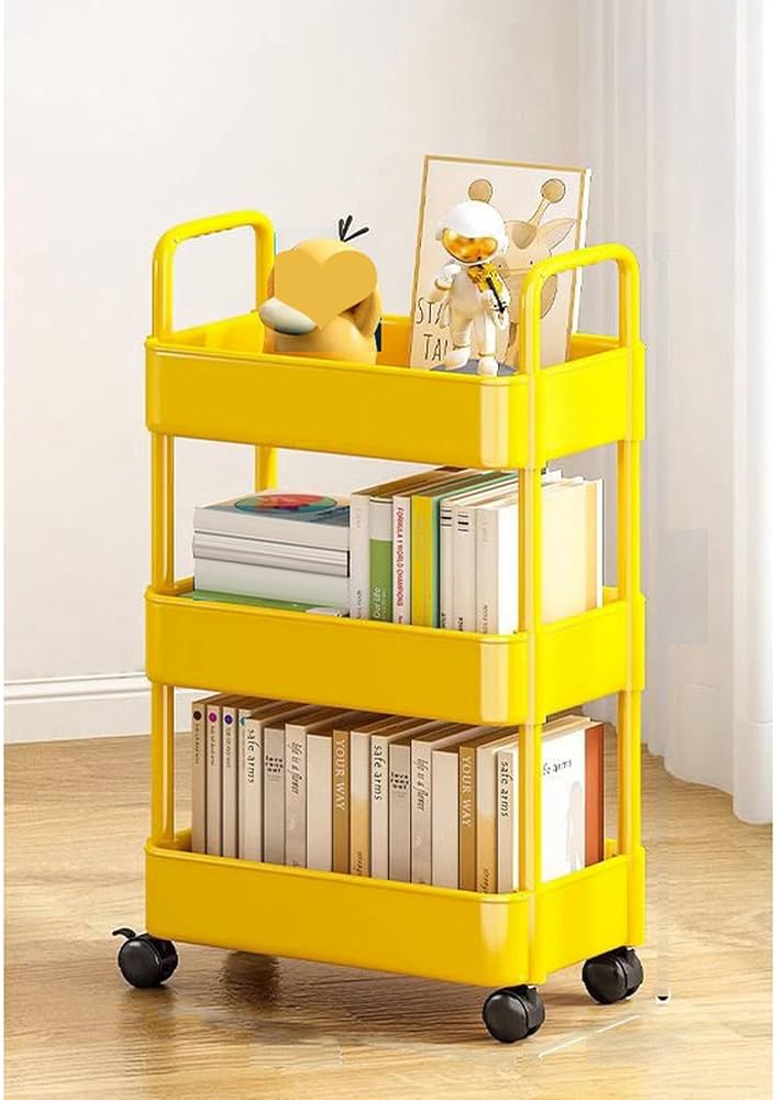 Amazon.co.jp: NASFH 収納カート キッチンワゴン イエロー キャスター