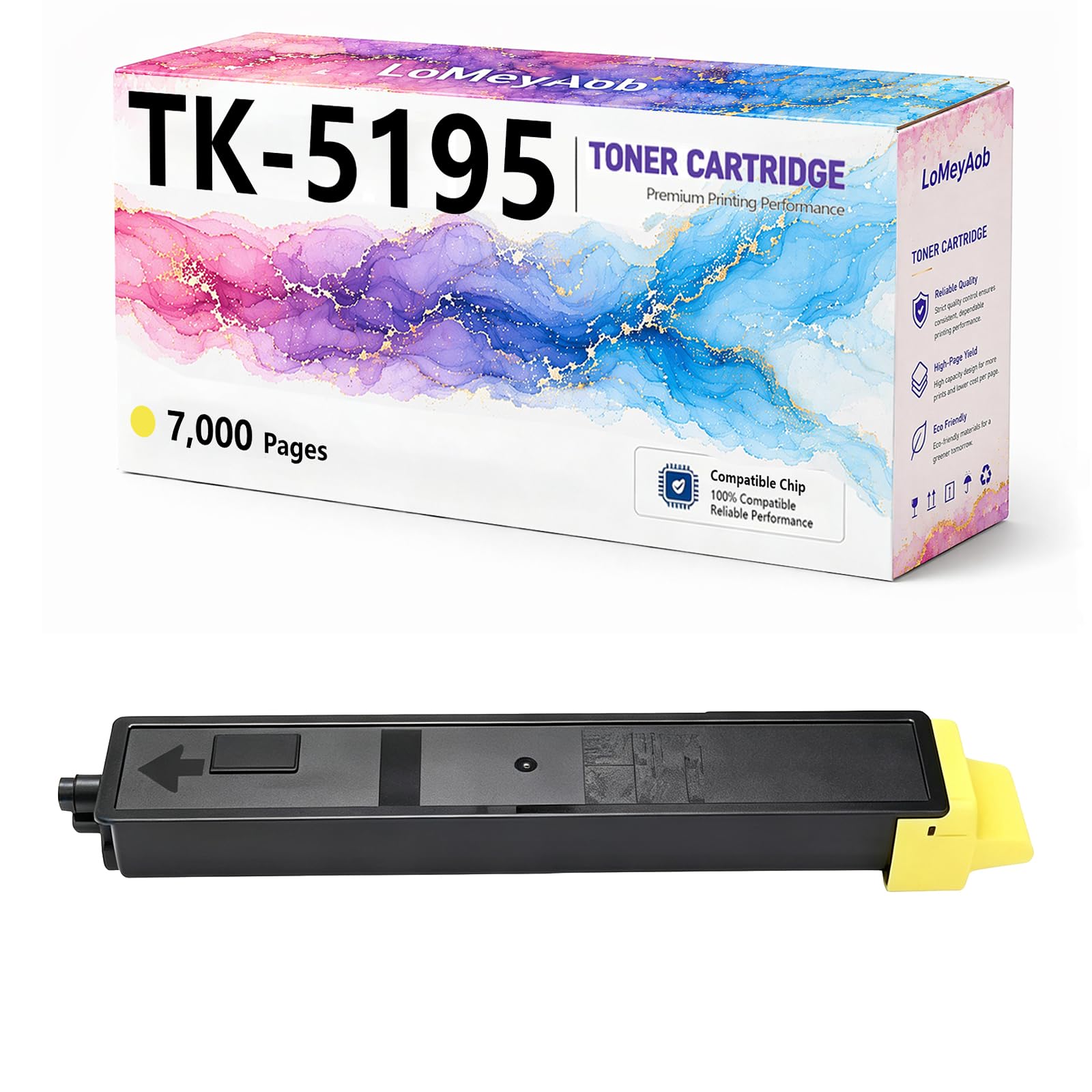 Cartuccia di toner TK-5195, sostituzione ad alta resa per stampante Kyocera LaserJet TK-5195 TK-5196 TK-5197 TK-5198 TK-5199, colori ricchi, stampe ad alta velocità,Yellow