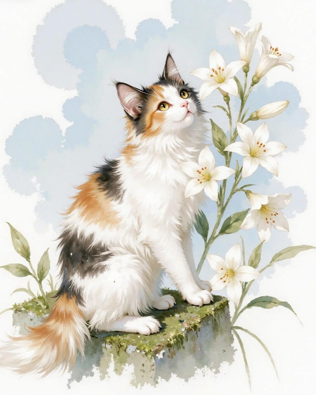 Rqwybcaxn Bead Embroidery Kits Watercolor Cat 40x50cm
