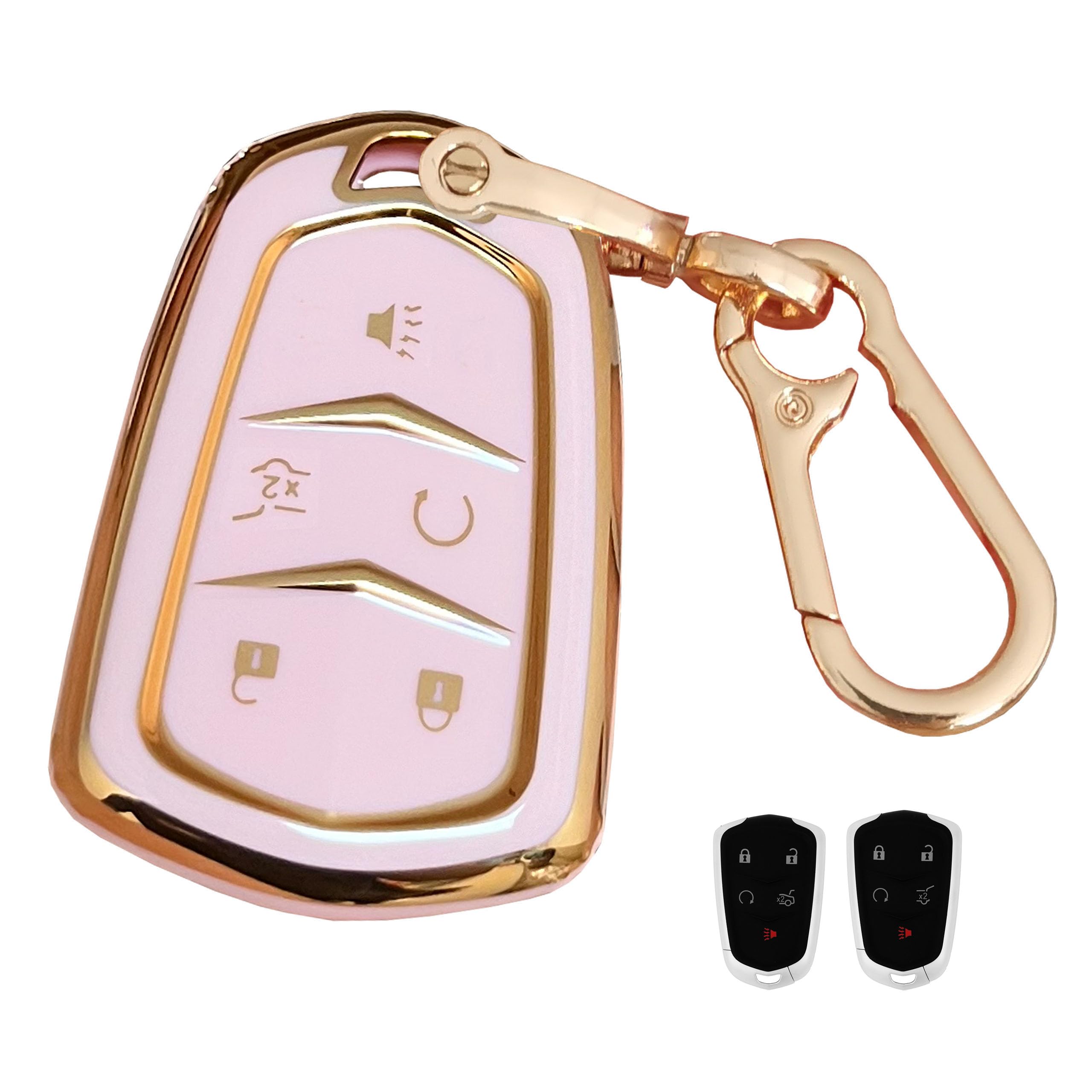 Universal Key Fob Case Cover With Keychain For Cadillac Escalade, CTS, XTS, DTS, SLS – Black