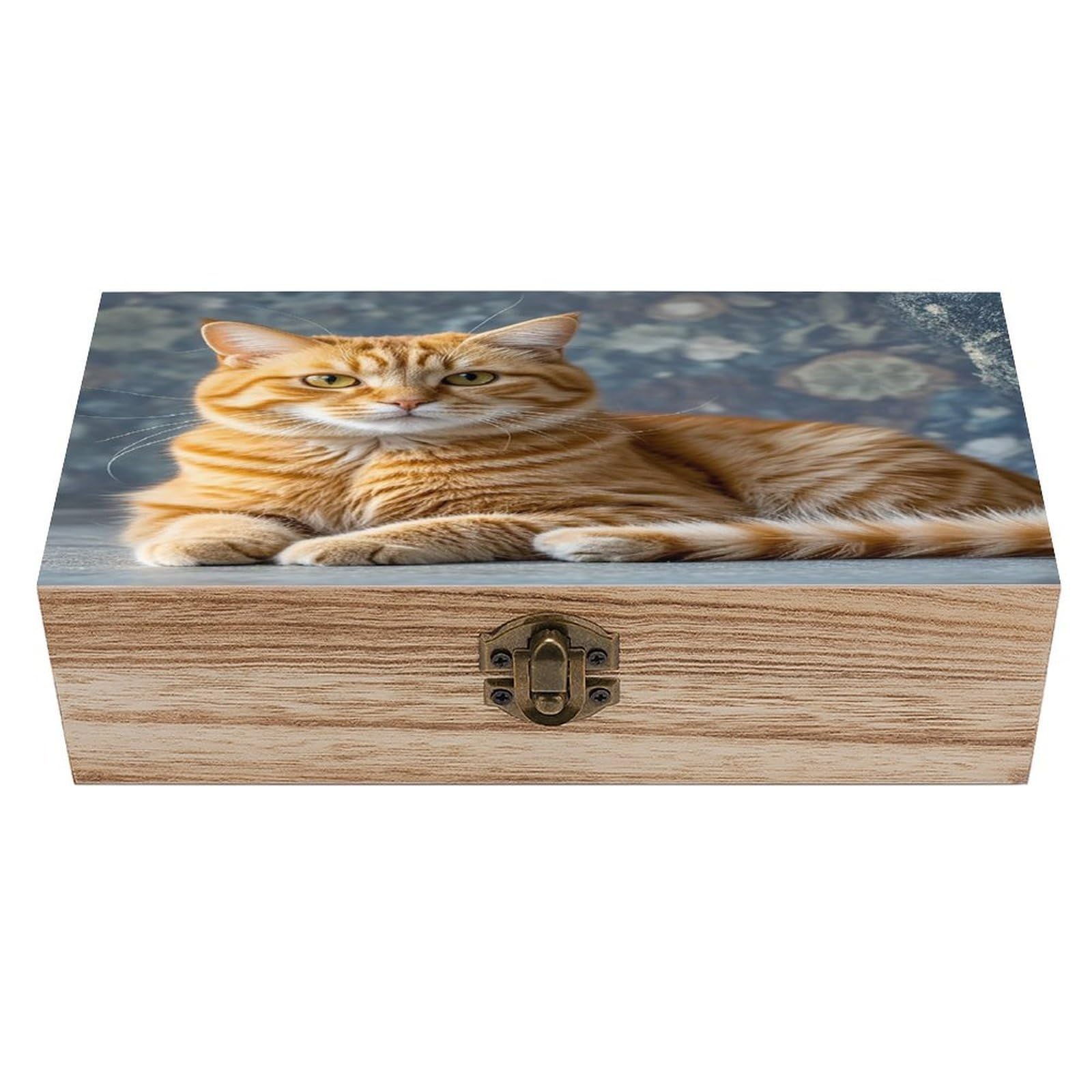 LZQPOEAS Cat Wooden Box Storage Space to Organize Jewelry in A Beautiful Small Storage Box Decorative Card Boxes Memory Treasure Boxes for Crafts And Photo Storage