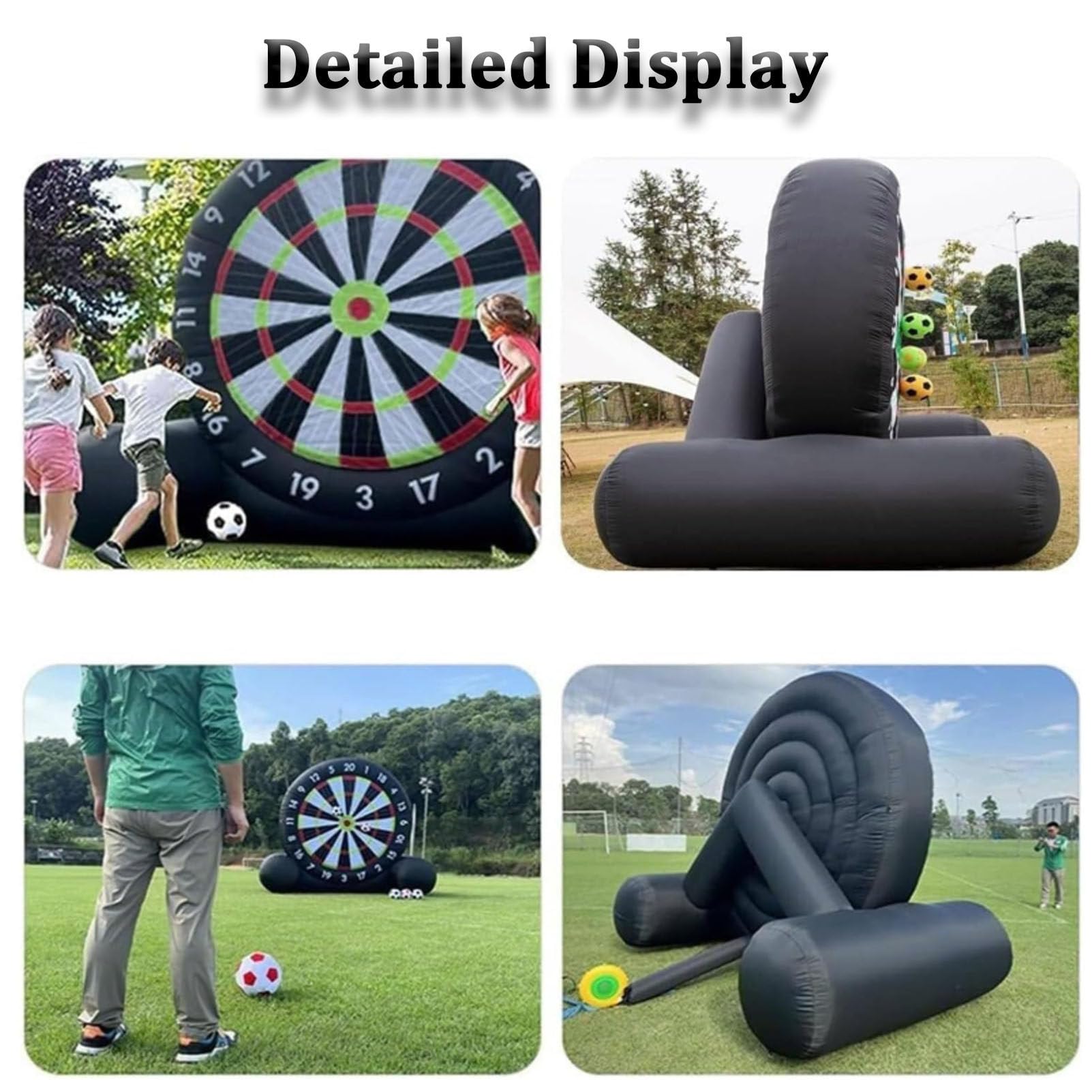 Aufblasbare Riesen-Kick-Dart-Spiele, Jumbo-Outdoor-Fußballtor-Dartscheibe mit 8 Fußbällen und Luftpumpe, großes Kickgame, Karnevalsspiele für Garten, Familie,9.8FT