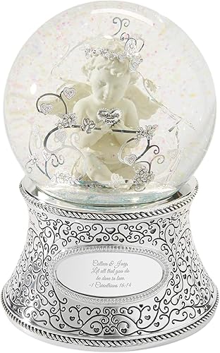 THINGS REMEMBERED Globo de nieve musical de querubín grabado personalizado hecho con amor (personalización gratuita)