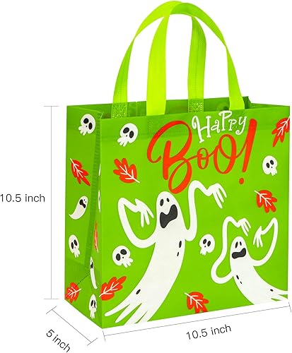 Miniatura 3 de WRAPAHOLIC Paquete de 12 bolsas de Halloween para truco o trato  10.5 x 5 x 10.5 pulgadas  Fantasmas, murciélagos, arañas, bolsas reutilizables con