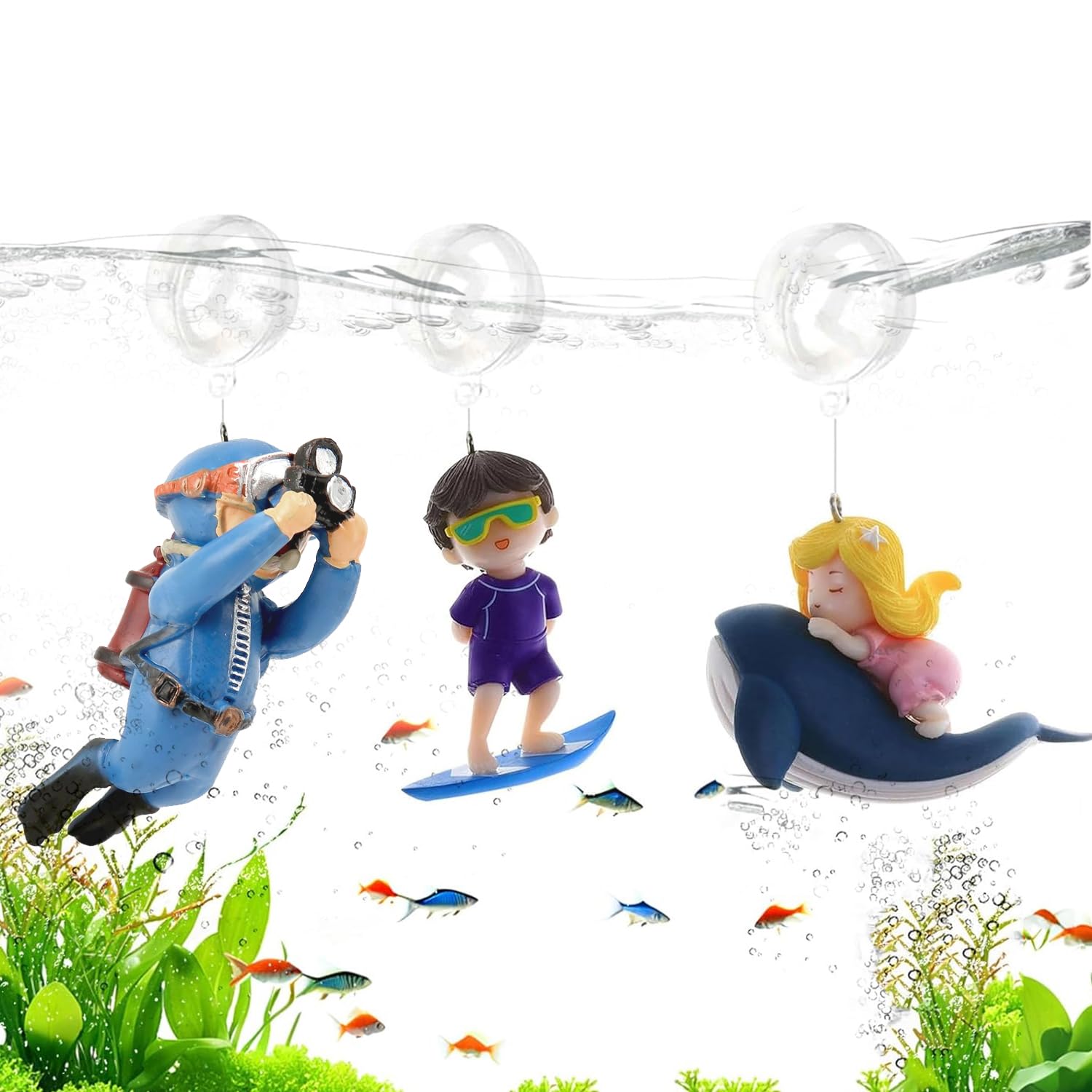 JAINSONS PET PRODUCTS Floating Toy for Aquarium Floating Aquarium Decorations 1 Cute Little Diver, 1 Surfer Boy, 1 Whale Riding Fish Tank Ornaments Decoration Fish Bowl Tank Accessories-Pack of 3 (B0DCNYNSX1) Amazon Price History, Amazon Price Tracker
