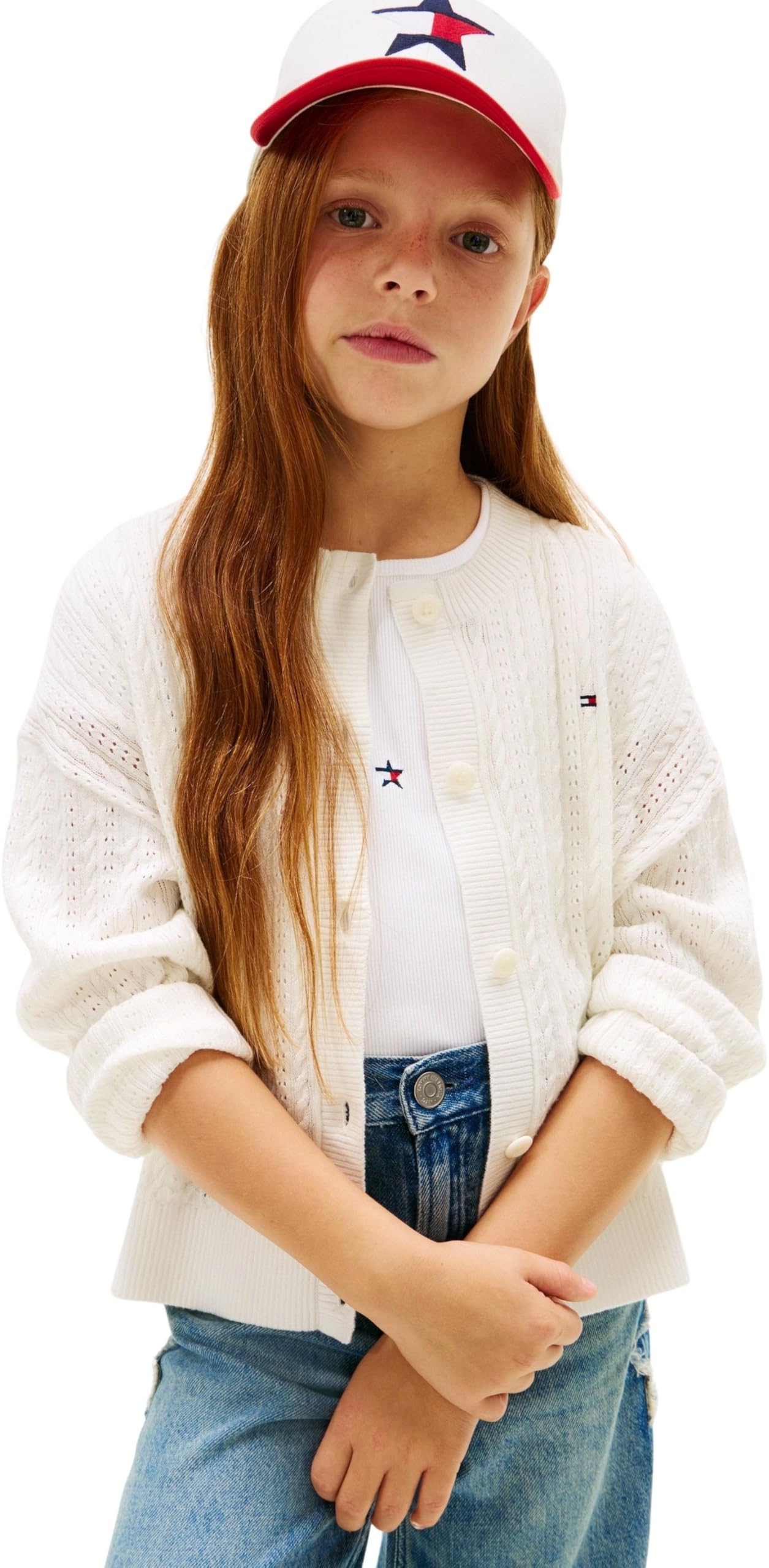 Tommy Hilfiger Pointelle Cable Cardigan Kg0kg09378 Chandails Fille (Lot de 1)