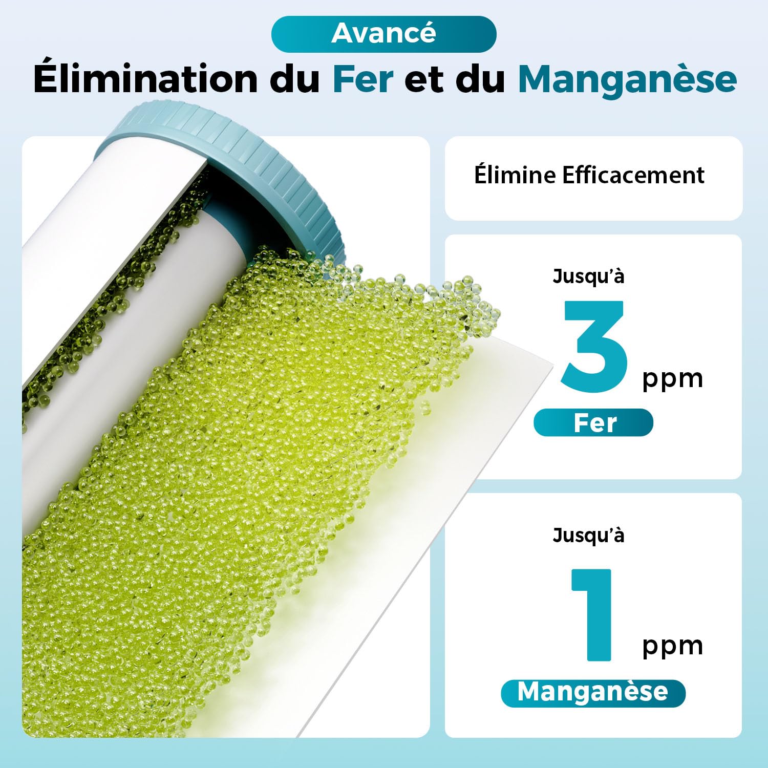 iSpring WGB32BM Système de Filtre à Eau pour Toute la Maison avec Réduction des Sédiments, du Carbone, du Fer et du Manganèse, Filtre à Fer en 3 Étapes