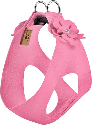 Susan Lanci Designs Premium Ultrasuede Tinkies Garden Flower Step in Harness, Perfect Pink, SM