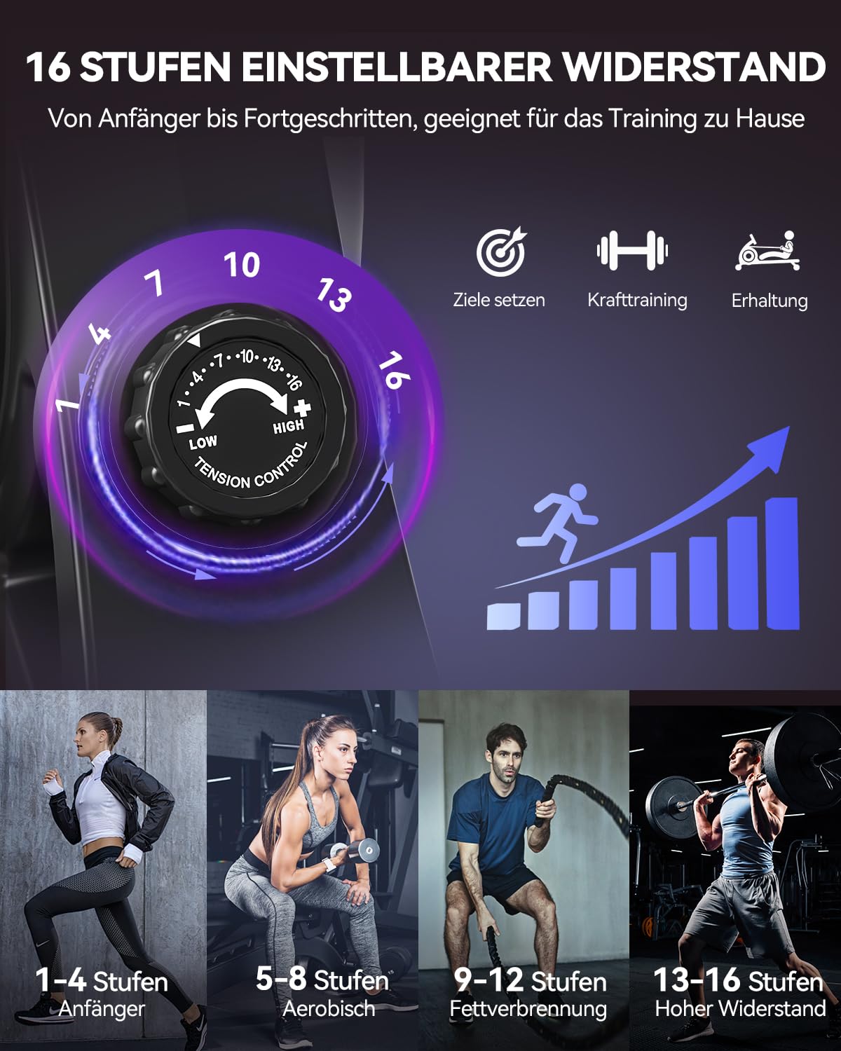 DMASUN Rudergerät für Zuhause, Magnetisches Rudergerät mit Upgrade Doppel-Slide-Rails, APP-Verbindung, 16 Widerstandsstufen, LCD-Datenanzeige, ideal für Cardio-Training, Belastbar bis 160kg