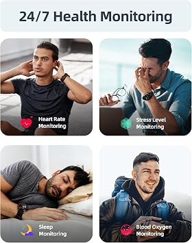 Parsonver Smart Watch for Men Women(Answer/Make Calls), 5ATM Waterproof Swimming Monitor, 44mm HD Screen Fitness Tracker 100+ Sport Modes, Heart Rate Sleep Monitor, Smartwatch for Android iOS, Black