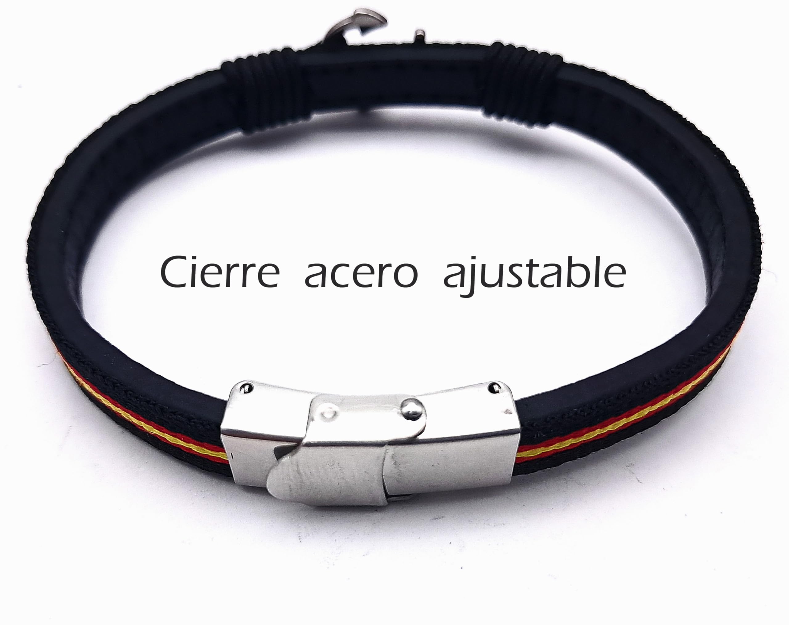 EKONAT-Pulsera España Hombre Acero Inoxidable con Ancla – Brazalete Bandera de España Náutico Ajustable – Joya Artesanal Patriótica Hecha en España
