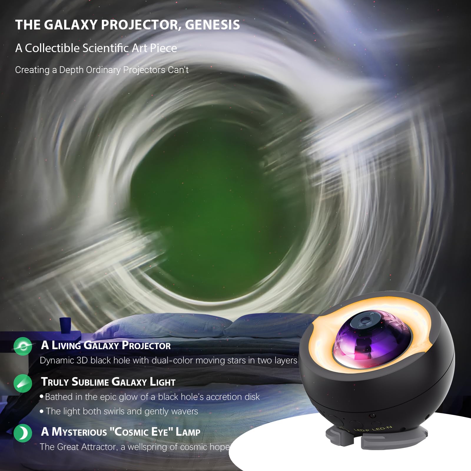 Black Hole Projector Scientifically Sculpted by Led Light