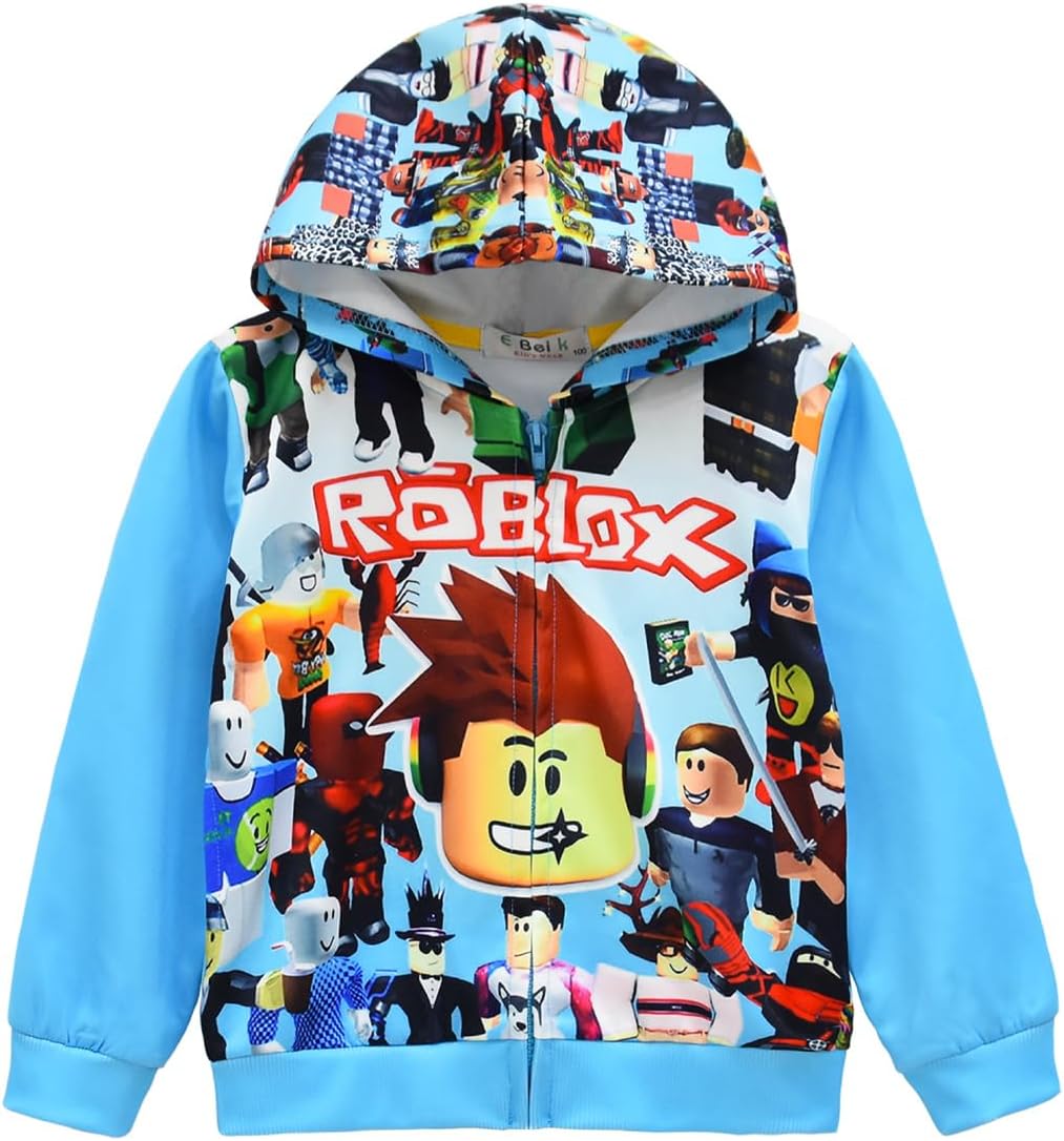 TemolieKids Cartoon Game Hoodie Boys Sweatshirt Youtuber Merch Zip Jacket Coat Long Sleeve Tracksuit for Girls Ages 4-12Y