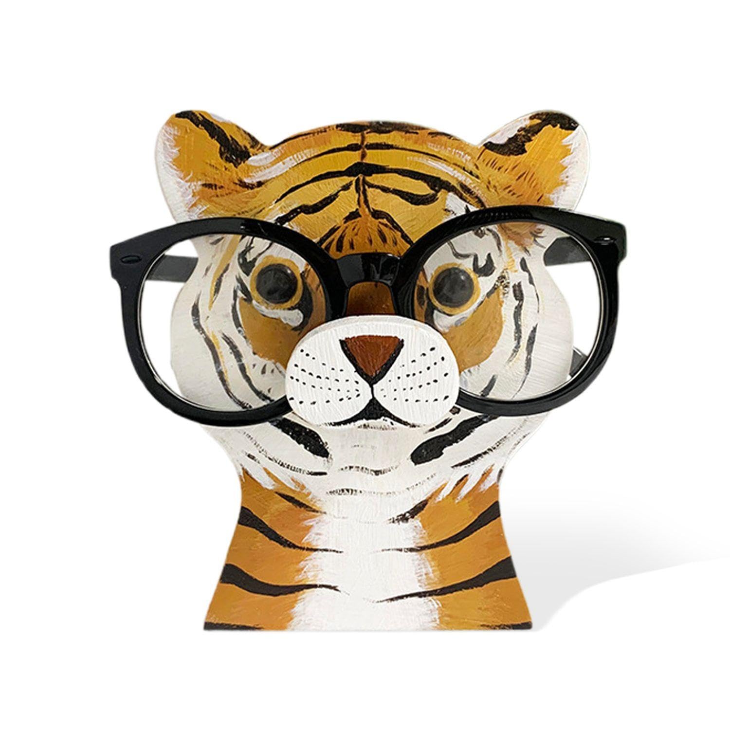 Ffdhwu Multicolor 1 Piece Of Tiger Glasses Frame, Wooden Glasses Frame, Creative Glasses Frame, Interesting Desktop Ornaments, Glasses Display Stand