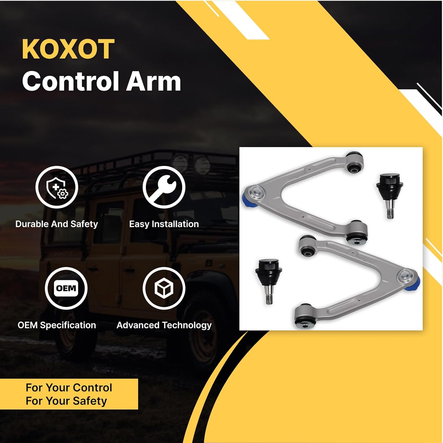4Pcs Front Upper Control Arm & Ball Joint Assembly Driver Passenger Side for Hummer 2006 2007 2008 2009 2010 H3, 2009-2010 H3T, K621675 K621676 K500250