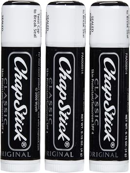 ChapStick Classic, Skin Protectant Flavored Lip Balm Tube, 3 Count Pack of 1