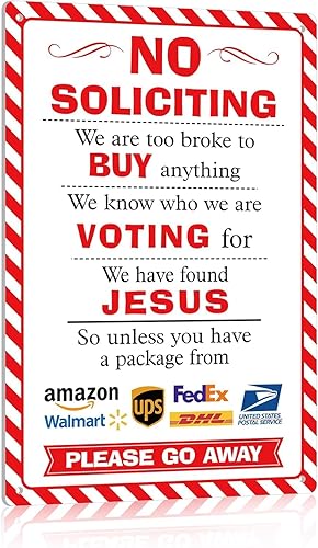 Miniatura 8 de Letrero de metal con texto en inglés "No Soliciting Funny, No Soliciting Violators Will Be Sacrificed to The Old Gods Not The New", decoración