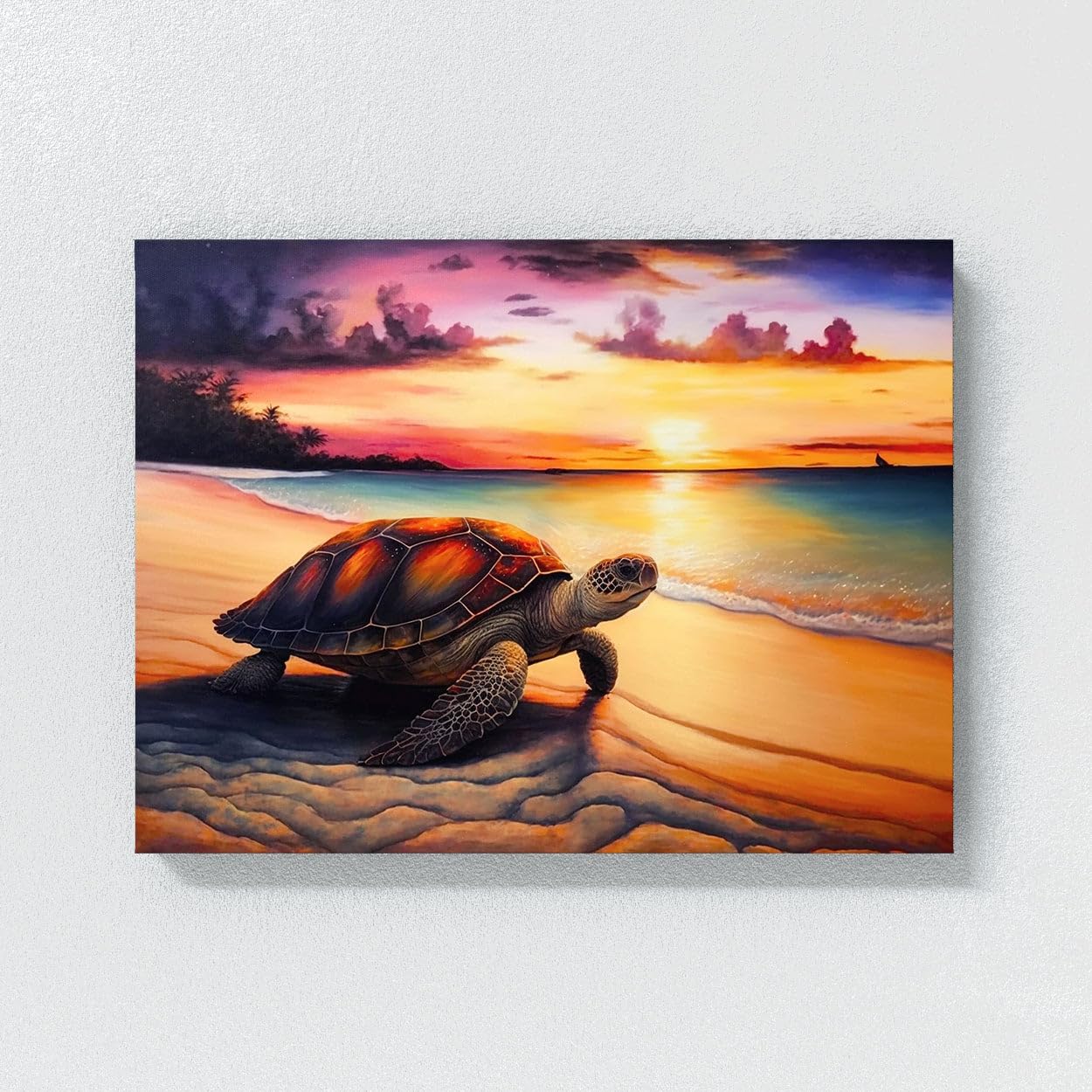 Amazon.com: Sense Canvas Turtle Atmospheric Sunset 8 Canvas Art