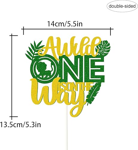 Miniatura 2 de Decoración para tartas A Wild One is on the Way, suministros de fiesta de baby shower con temática tropical hawaiana Luau, decoraciones de