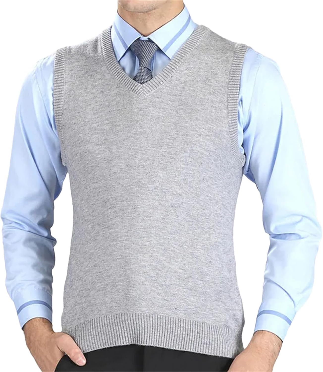 Men's Vest Sweater Casual Style Wool Knitted Business Sleeveless Vest