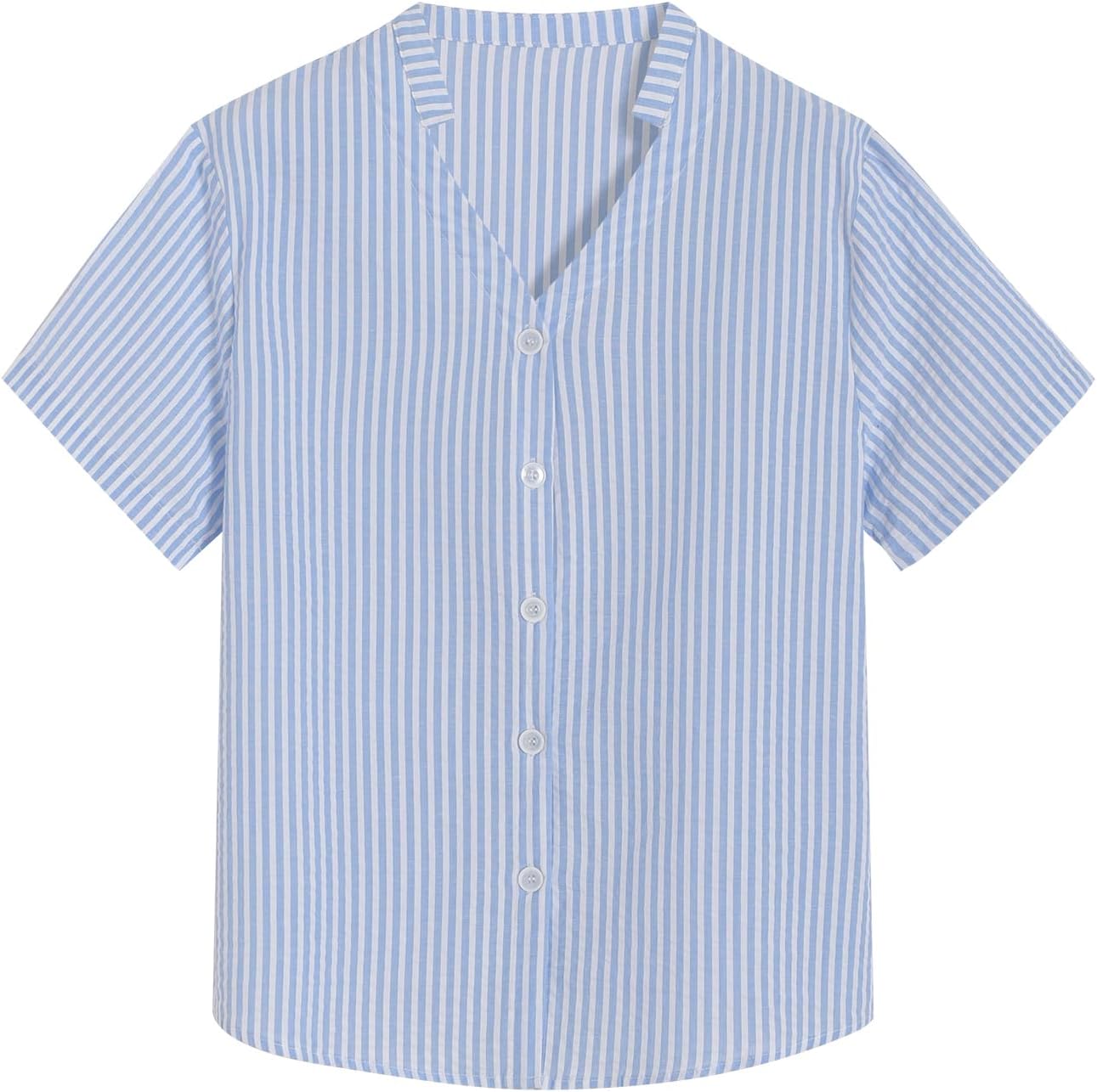 Latuza Women's Petite Seersucker Pajamas Set Cotton Pj Set Petite Size - Image 2