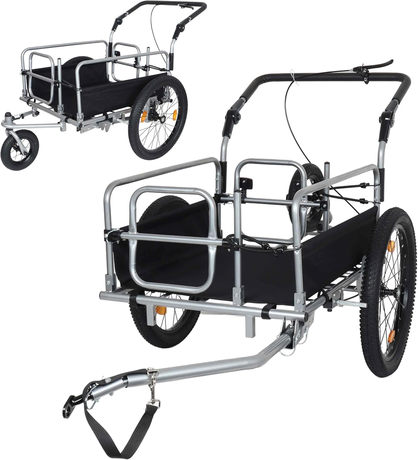 3-in-1 Heavy-Duty Bicycle Cargo Trailer,110Lbs Cargo Wagon, Camper Trailer for E-Bikes, Convertible Stroller, Pull Cart w/Safe Hitch & Lockable Brake, 20" Wheels Folding Groceries Hauler