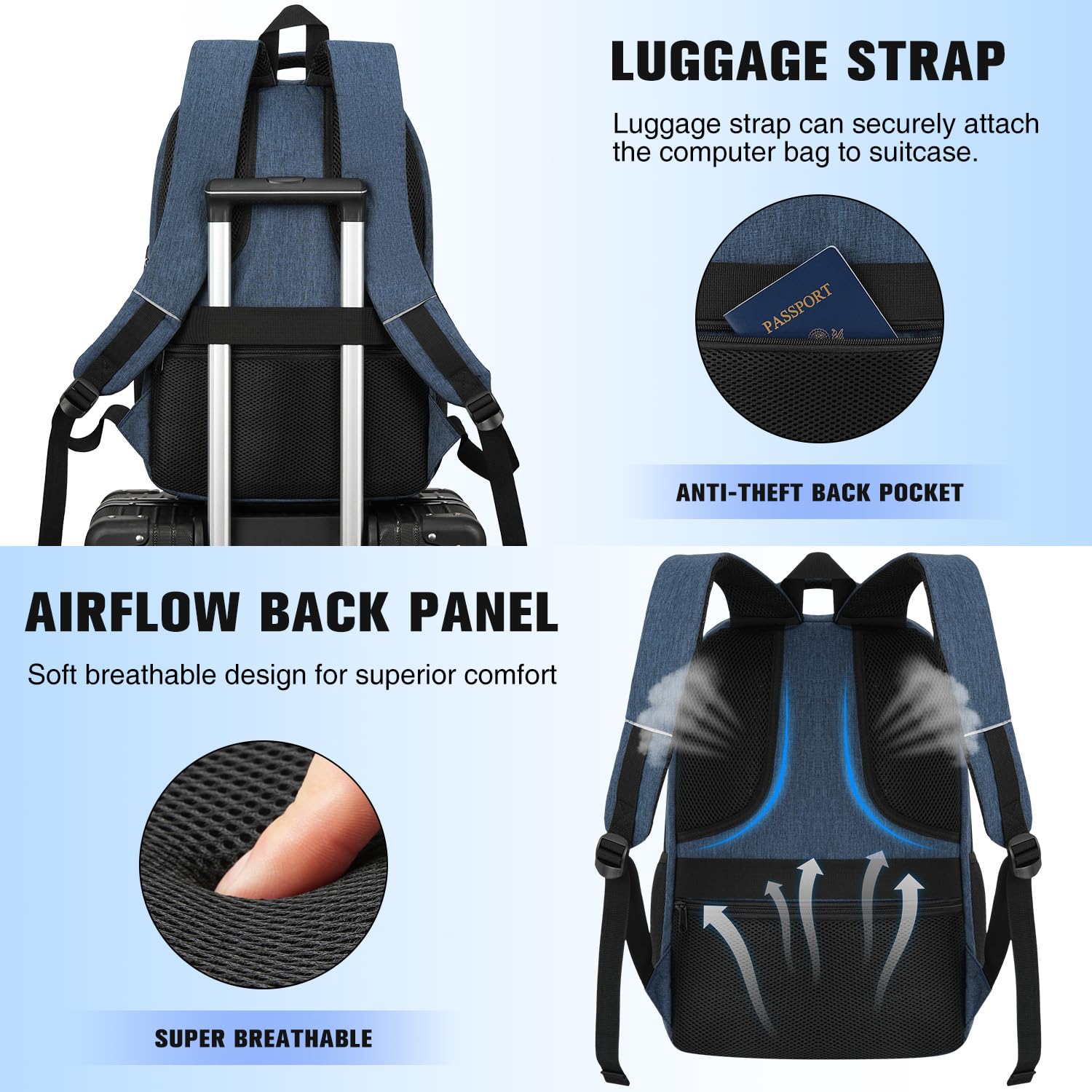 kadilong 17.3 Pulgadas Gran Capacidad Mochila para Portátil Hombre,Bolsa de Escuela para Universidad,Instituto,Viajes y Uso de Oficina