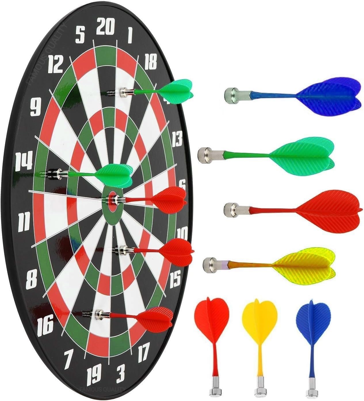 Sponsored Ad - Famous Quality 17 Dartboard Kit - 6 Soft Darts,Family Fun Games,Birthday/Christmas Gifts for Children Adults 17-inch Multi Color