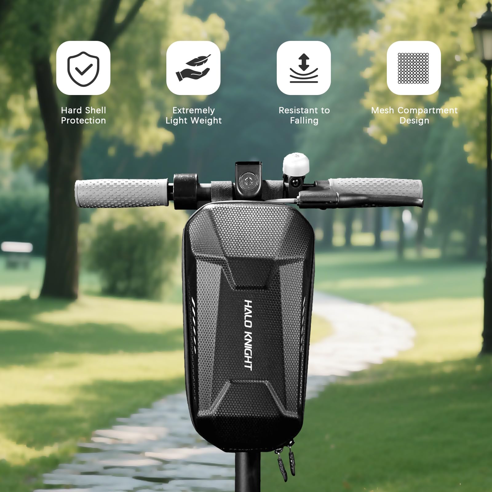 HALO KNIGHT Electric Scooter Bag, 3L Waterproof Scooter Storage Bag, Large Capacity Handlebar Bag for Carrying Chargers, Phone, Keys, Compatible with Scooters, Bikes, Segway Ninebot and NIU